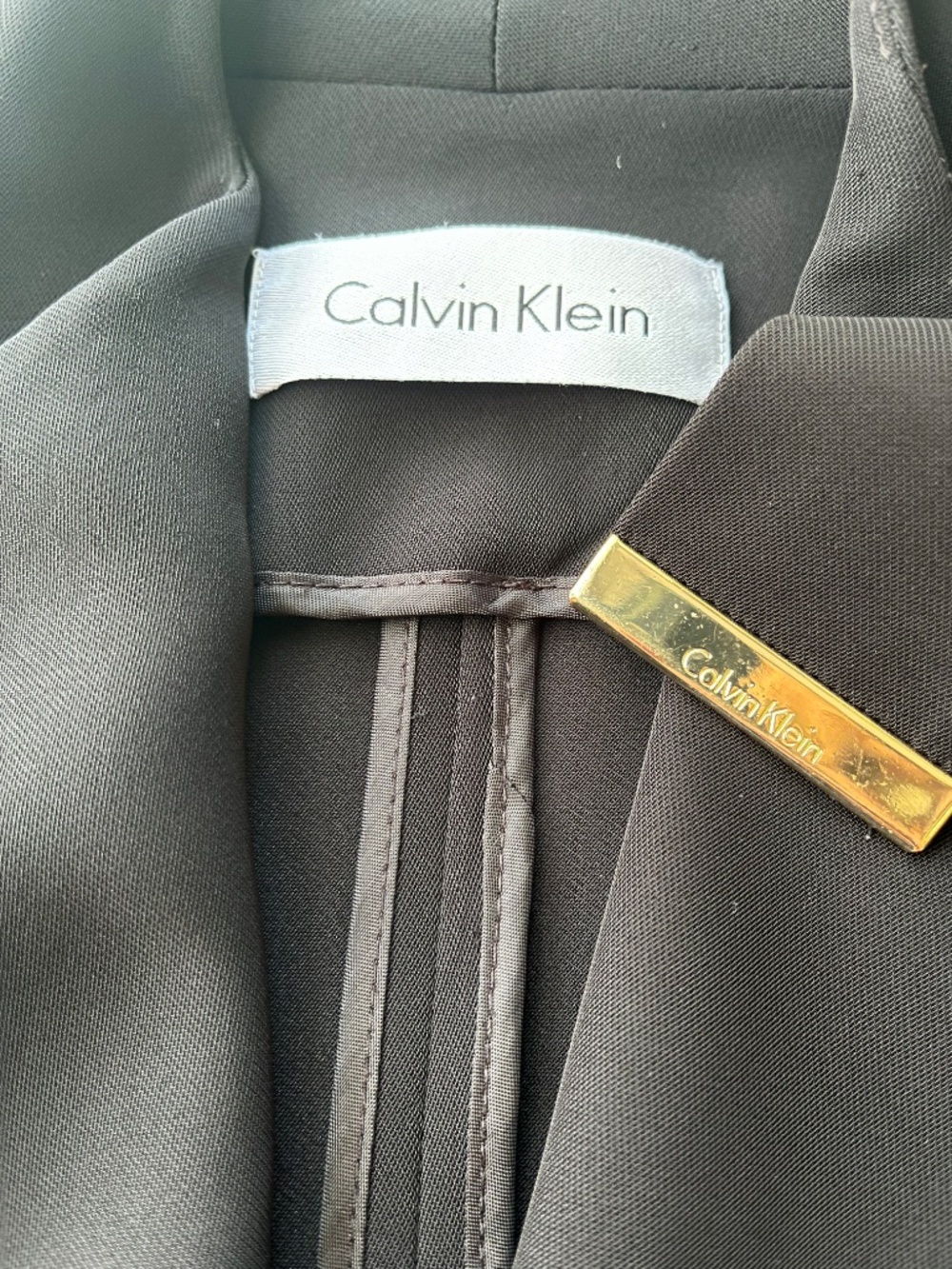 Calvin Klein Draped Waterfall Collar Belted Jacket Fits Sz 8-14 Open Blazer - Picture 8 of 9